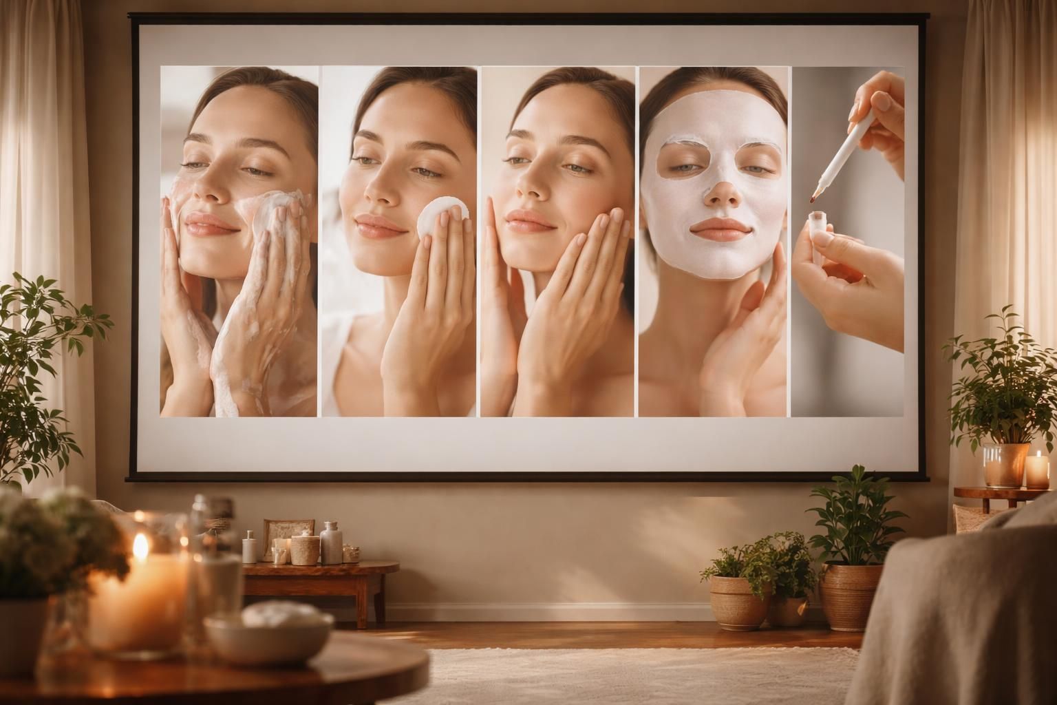découvrez comment mettre en scène une routine soin beauté étape par étape sur écran de projection pour captiver votre audience avec des visuels clairs et professionnels.