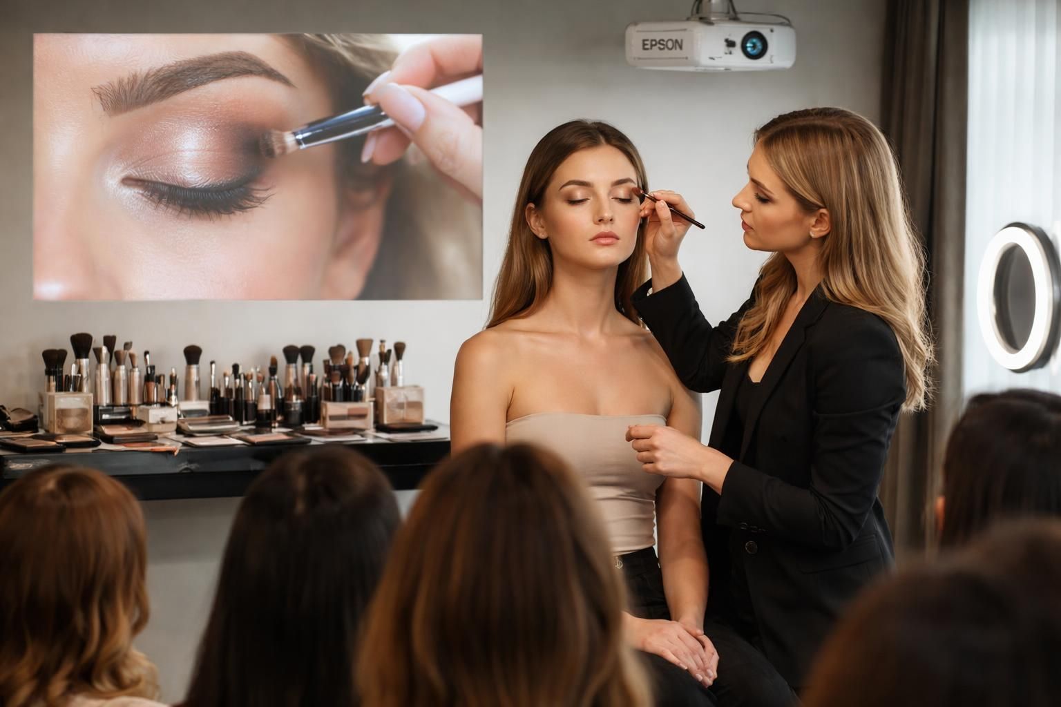 découvrez une masterclass de maquillage ultra nette grâce à la technologie avancée des vidéoprojecteurs epson, pour une expérience visuelle exceptionnelle et précise.