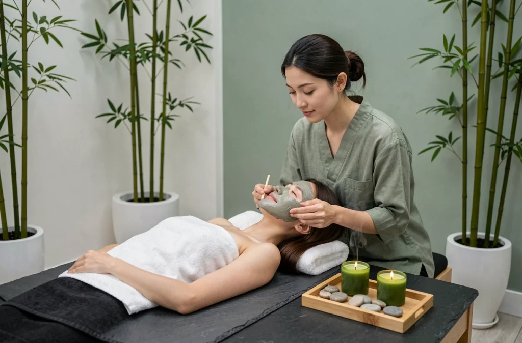 Soin visage argile dans l'ambiance zen et minimaliste de Ds Beauté Zen dans le Var