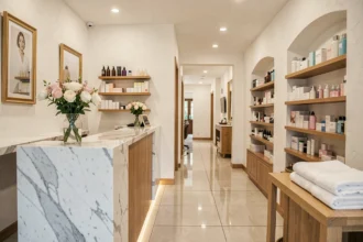 Intérieur d'un salon de beauté moderne et élégant dans les Pays de la Loire