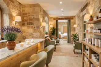Intérieur élégant d'un institut de beauté dans le Var, ambiance provençale raffinée